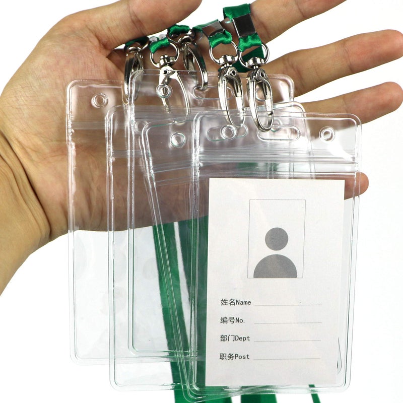 Bird Fiy Lanyard with ID Holder 50 Pcs Waterproof Name Tag Badge ID Card Holders ID Pass Holder and 50 Pcs Flat Neck Lanyards Swivel Hook (Green, Vertical) - Image 5